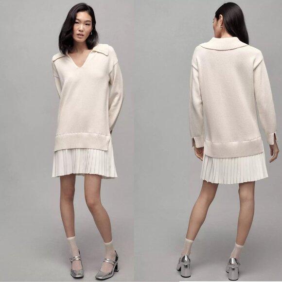 anthropologie English Factory Twofer Sweater Dress size XS nwt cream new - Picture 1 of 5